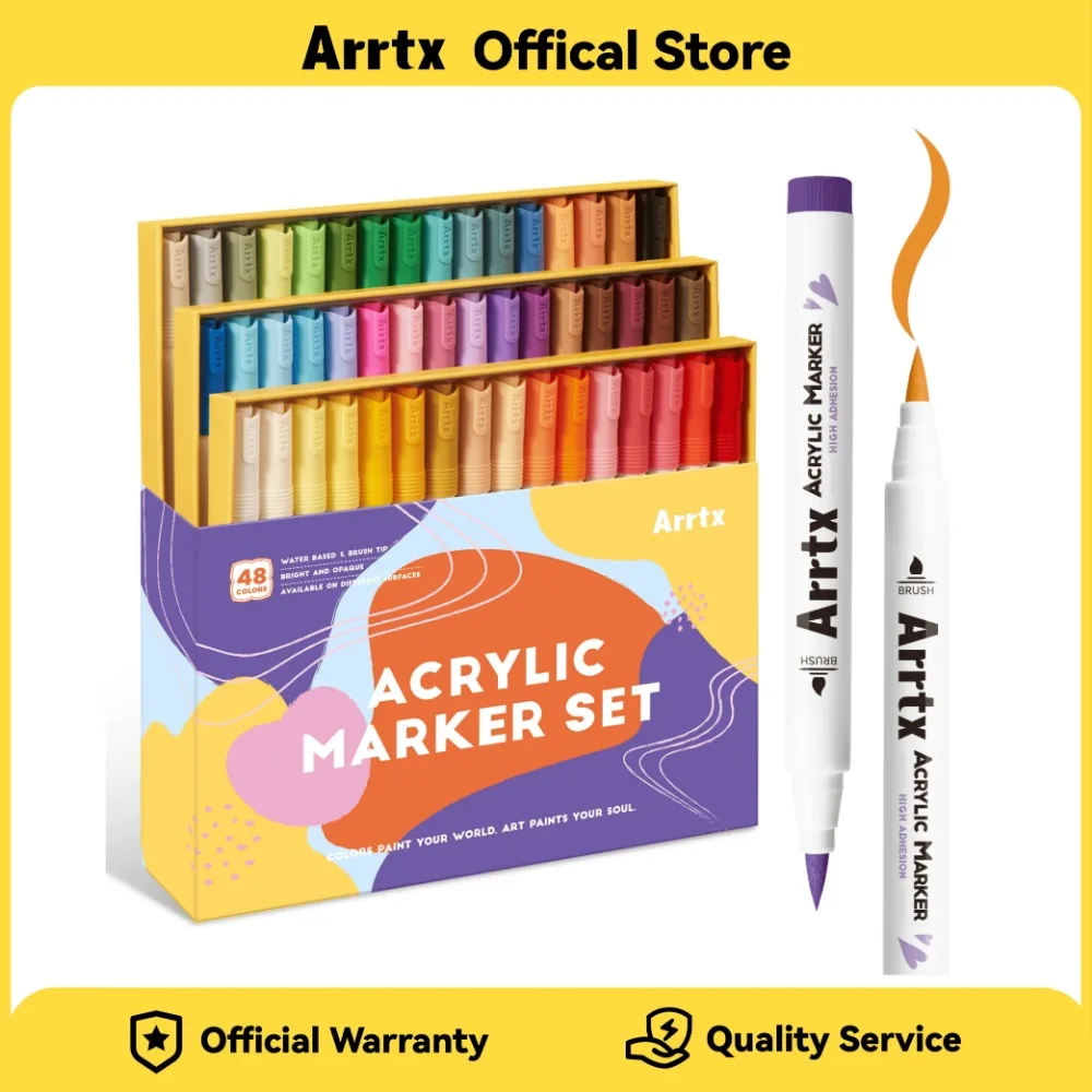 

Arrtx Acrylic Markers Brush Tip Acrylic Paint Pens for Rock Painting Glass Stone Wood Ceramic Fabric DIY Crafts