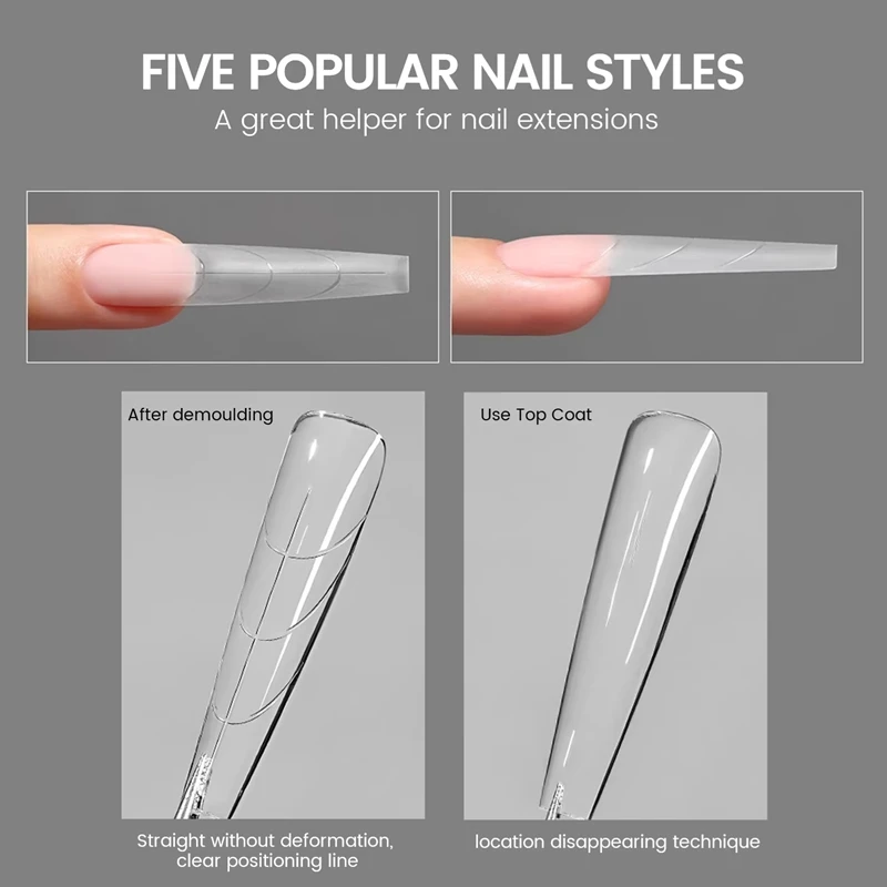 240pcs Sandwich Dual Nail Forms 15size Nails Fake Capsule Short Almond Coffin Square Artificial Nail Extension Accessories Tools