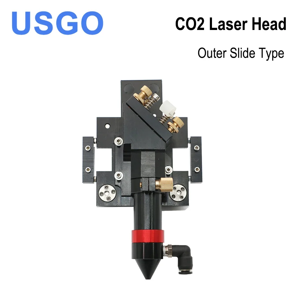 USGO New Arrival CO2 Laser Head for Dia.20mm FL 50.8/63.5mm Lens D25mm Mirror Outer Slider Type with Air Assist Nozzle