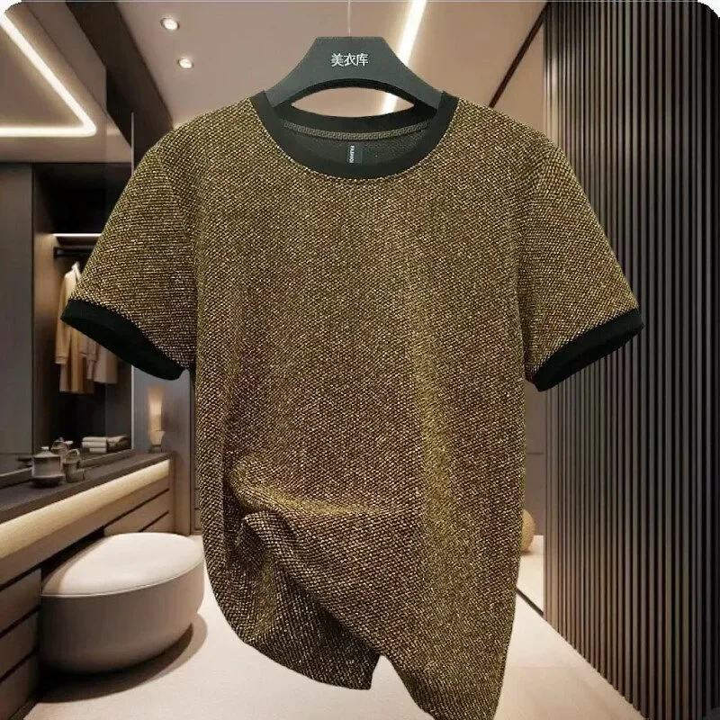 

Новая корейская летняя тонкая футболка с круглым вырезом и коротким рукавом, универсальная, свободного кроя, модный топ для мужчин