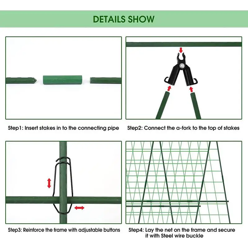 Imagem -05 - Treliça de Pepino A-frame para Plantas de Escalada Treliça de Jardim Dobrável Cama Elevada Vegetal Crescer Suportes 48x48 Polegadas