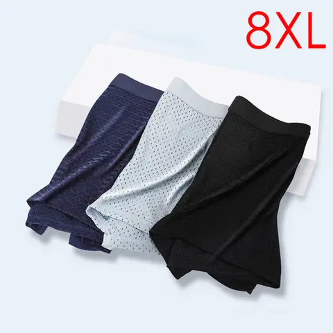 메쉬 대나무 섬유 남성용 복서 팬티, XXXXL 라지 사이즈 반바지, 통기성 속옷, 5XL, 6XL, 7XL, 8XL 언더팬티, 여름, 로트당 4 개