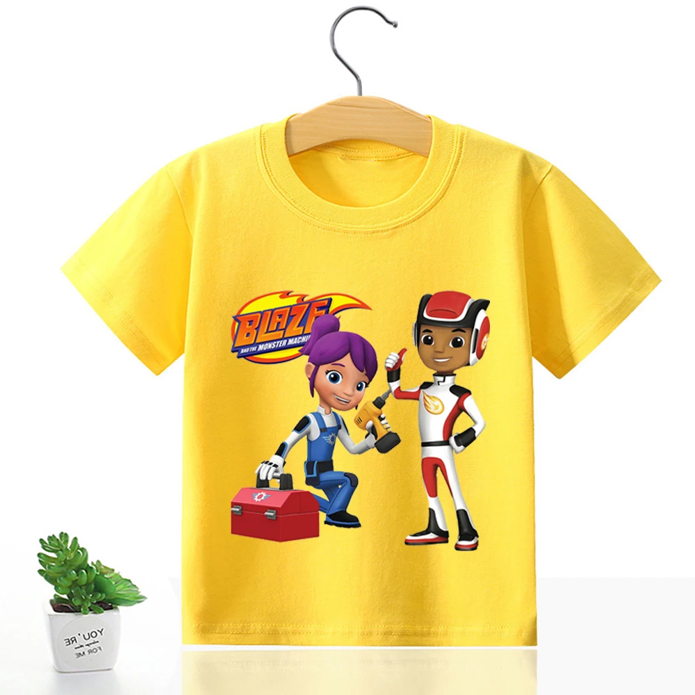 Blazed and Monster Machine Children Clothes T-shirt Cotton Short Sleeve Shirt Blazed Crusher AJ Pickle Top Summer Boys Clothes