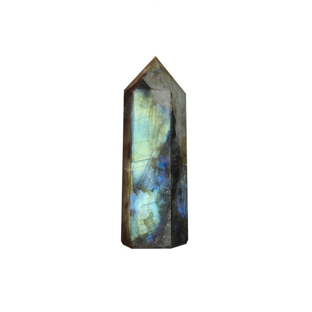 Moonstone Crystal Column Natural Labradorite Quartz Obelisk Crystal Column Wand Point Healing Stone Home Decor 5-6cm