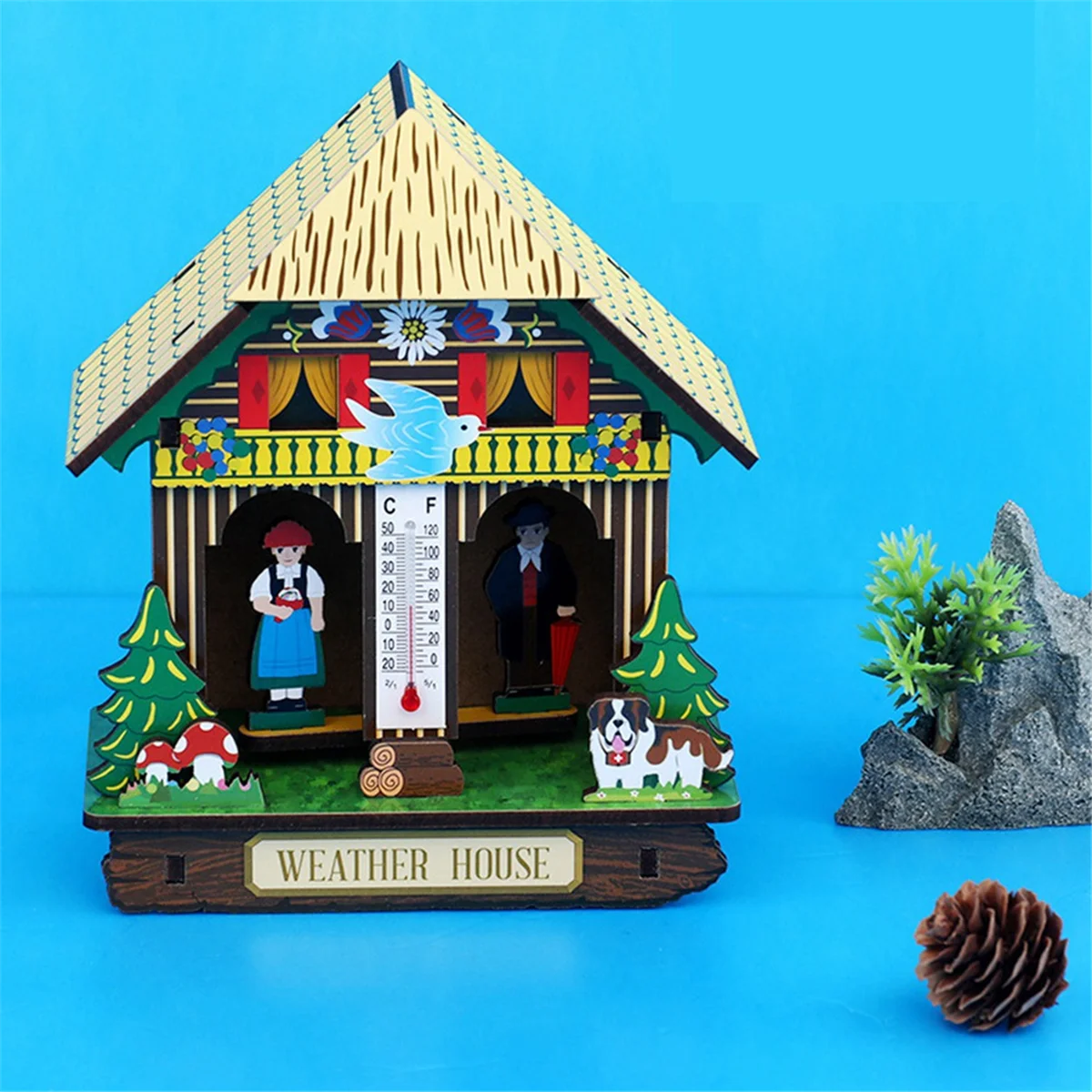 맑은 비 상자 실내 정확한 온도계, 가정용 기압계, 습도계, 플라스틱 걸이식 날씨, 여자 시계