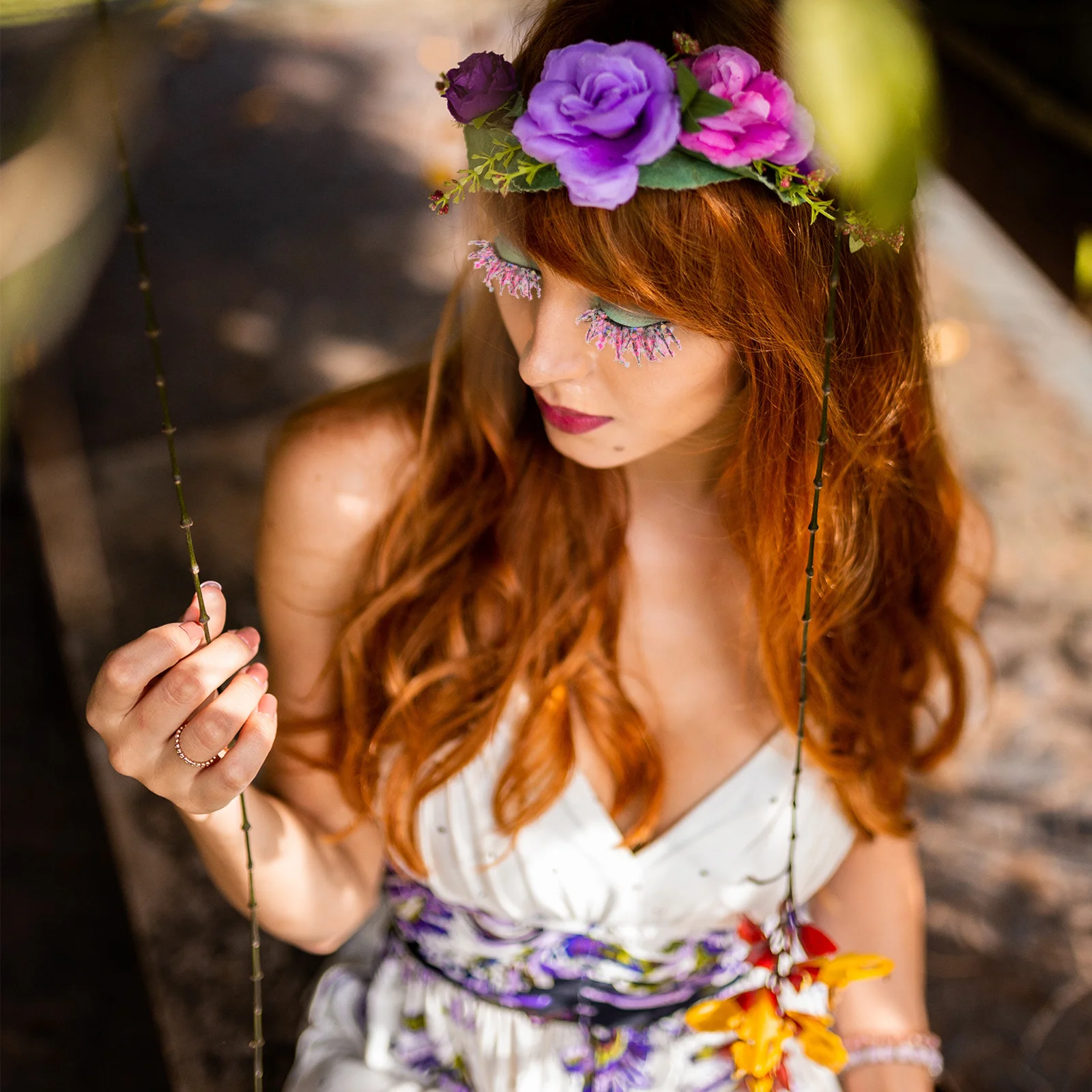 5 أزواج يتوهج في الظلام الرموش الصناعية الفلورسنت بريق لاش ملحقات ثلاثية الأبعاد الرموش الملونة لحفلة عيد الهالوين #1