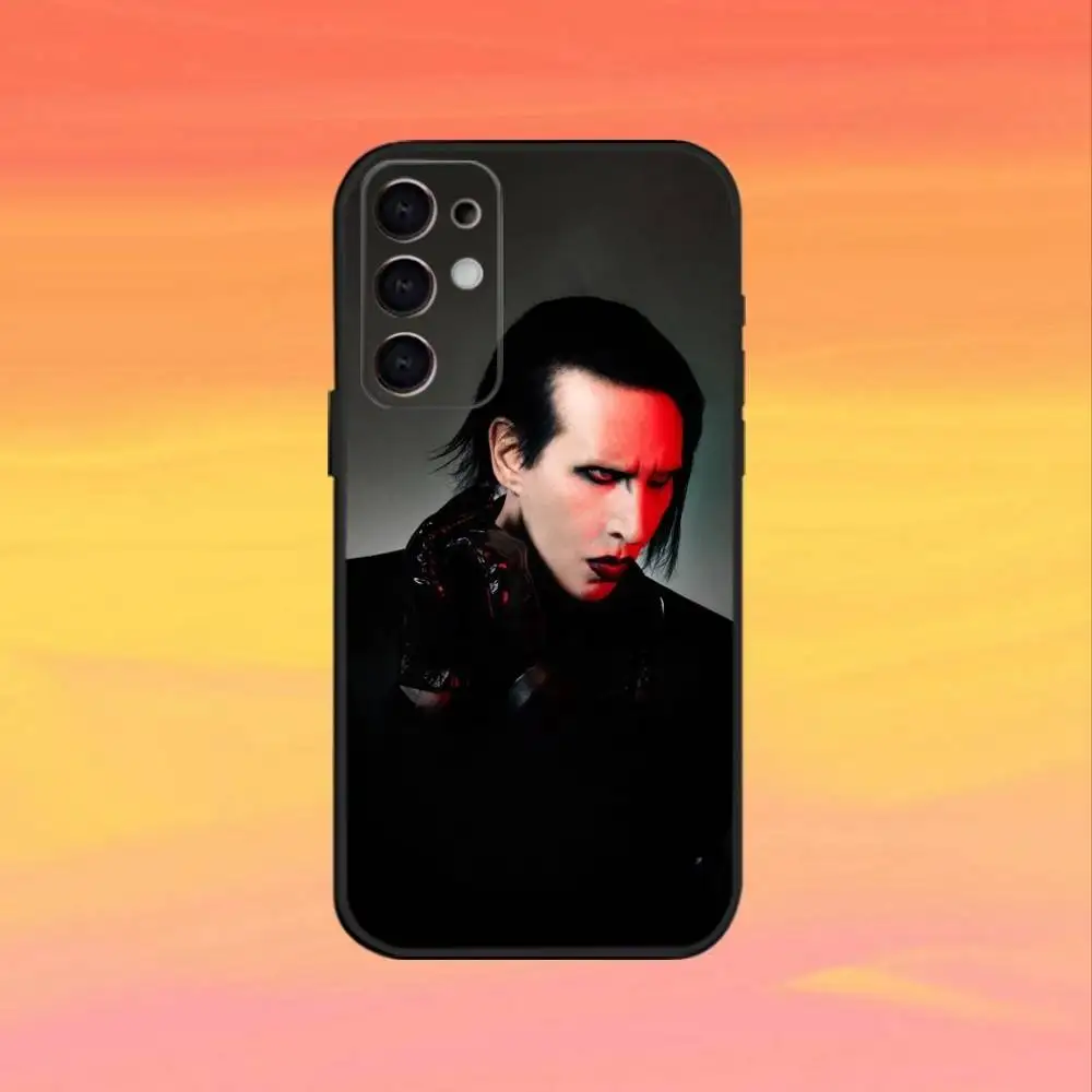 Funda de teléfono Singer M-Marilyn M-Manson para Samsung S25,S24,S23,S22,S21,S20,Plus,Fe,Lite,Otros cubierta negra