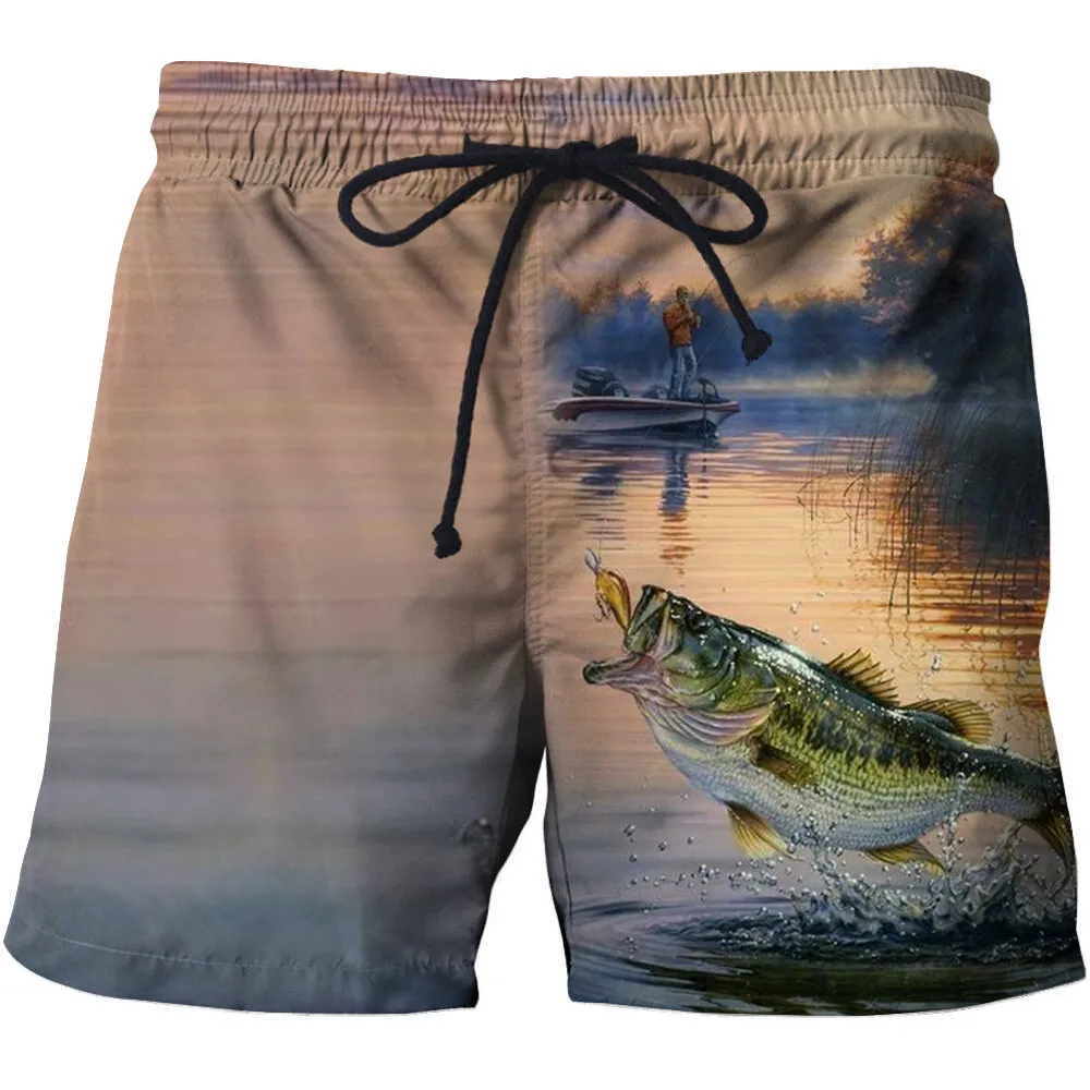 2023 New Men\'s 3D Printed Beach Style Shorts Fishing Summer Men\'s Universal Animal Fish Loose All-match High Waist Sports Shorts