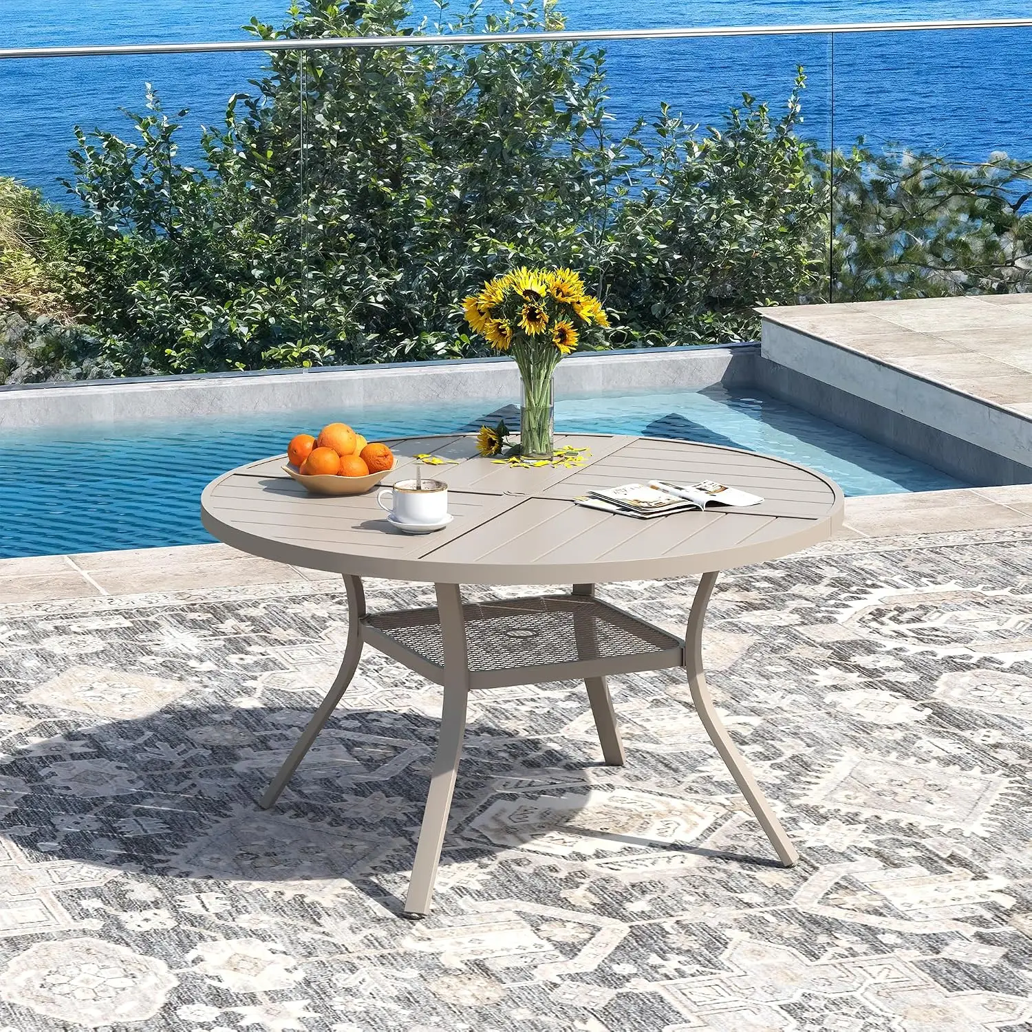 Metal Patio Dining Set for 4, Stackable Chairs & Table, Outdoor Garden Furniture, Customized