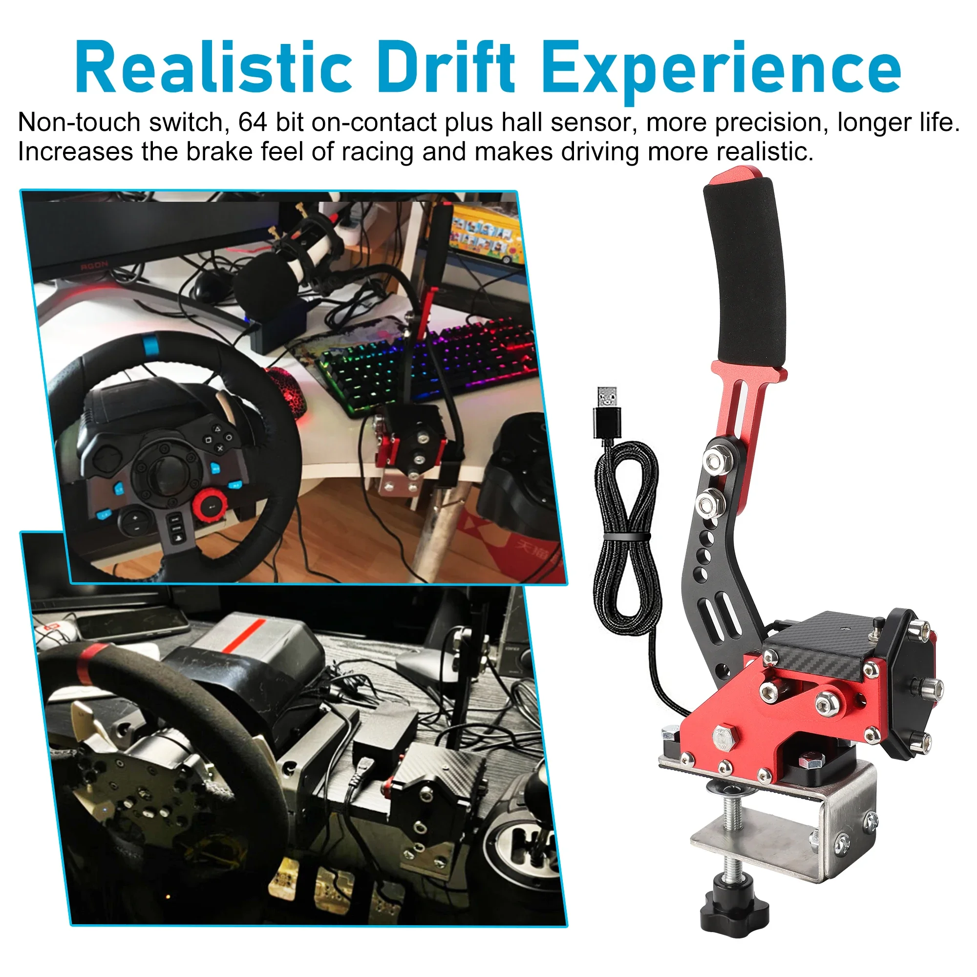 فرملة اليد لأجهزة Xbox Series S Xbox Series X + PC لـ Logitech G920 فرملة اليد USB مع مشبك لحامل عجلة ألعاب السباق #1