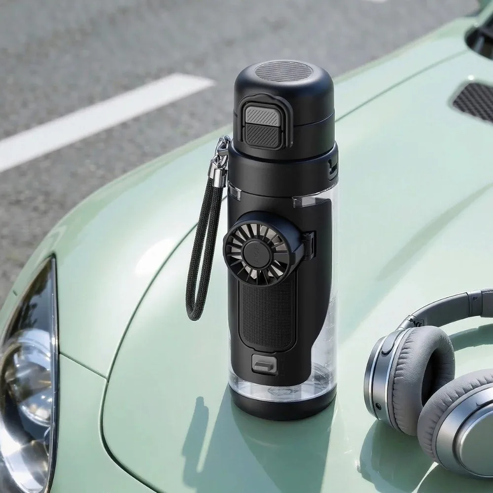 Portable 690 ML 2-in-1 Fan Cup Detachable Fan Dual-Use Fan Water Bottle Transparent Leak-proof Cold Drink Water Cup Outdoor 3