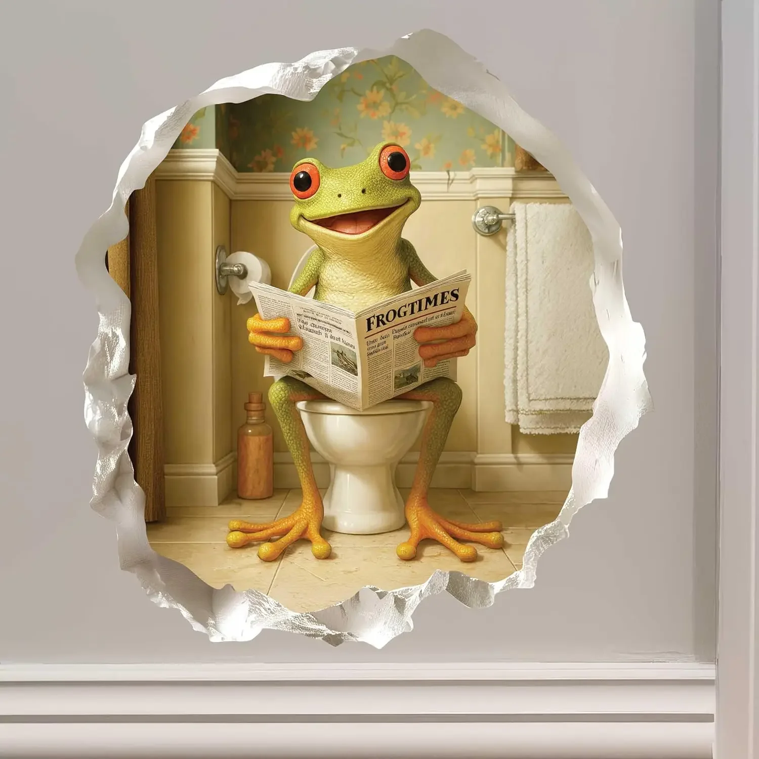 

1 шт. Забавная 3D-наклейка на стену в виде лягушки, съемная виниловая наклейка для ванной, туалета, домашнего декора