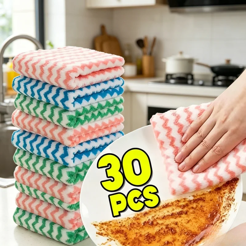 10/40PCS Coral Fleece Cleaning Cloths, Thickened & Super Absorbent, Kitchen Dish Rags for Glass Windows Wipe