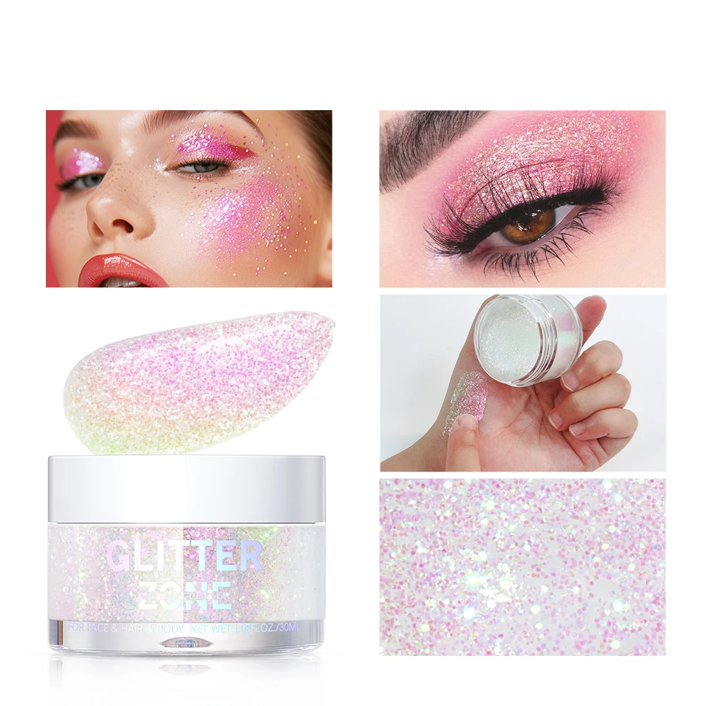 4Colors Glitter Gel Stage Makeup Sequins Shimmer Powder Body Face Brightening Eyeshadow Sparkling Liquid Highlighter Face Makeup