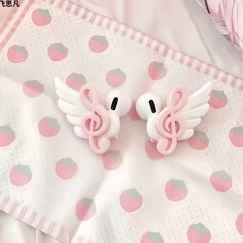 Cute 3D Wings Musical Note Earphone Decoration Simple INS Style Accessories Wired/wireless Earphone Decoration Gift for Friends