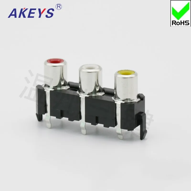 10 pcs AV3-8.4-33 Hole Vertical RCA6 Foot Socket Lotus Socket Audio Socket AV Socket Audio Special