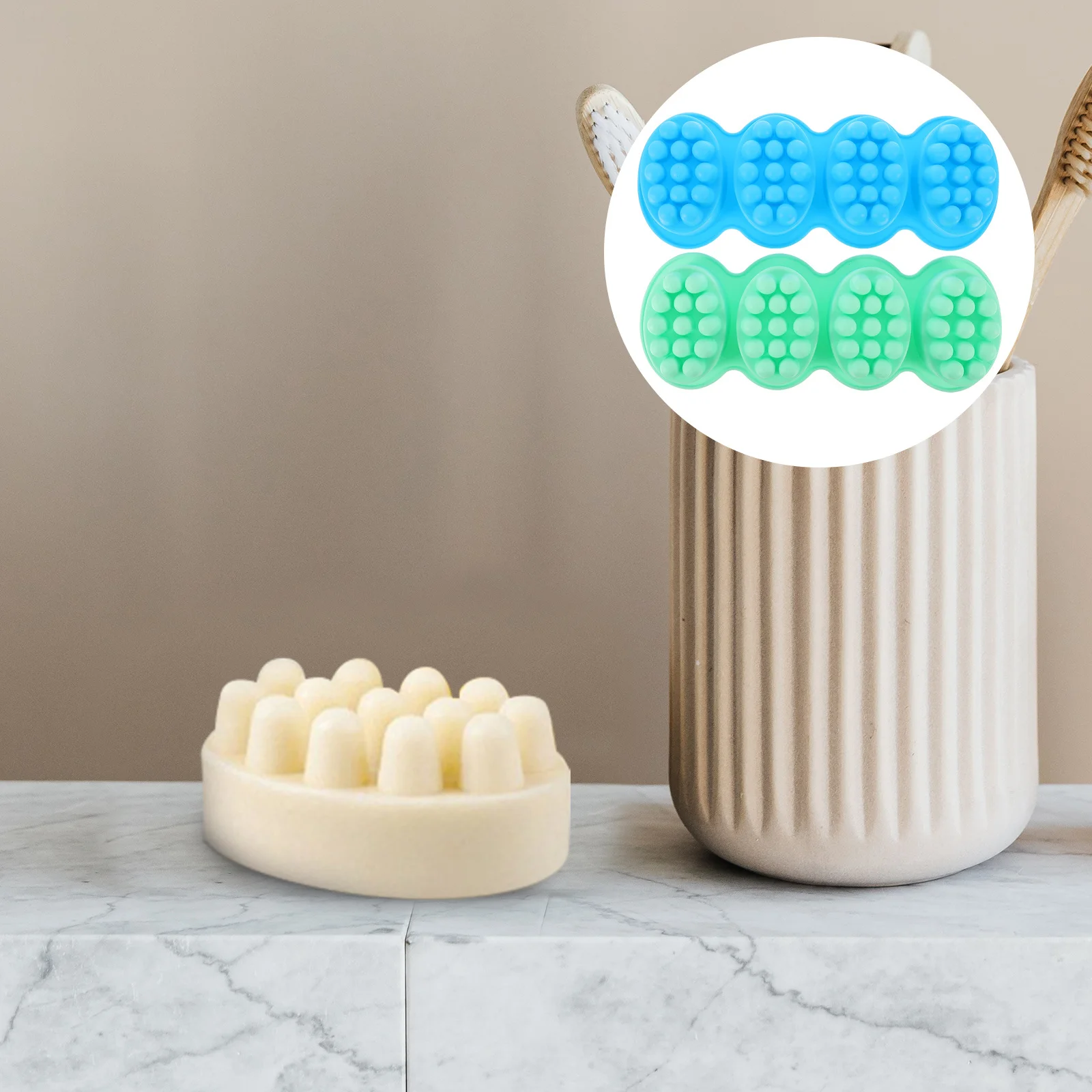 

2Pcs DIY Soap Mold Silicone Oval Shape with Massage Bristles for Handmade Soap Making Creative Craft Tool Silicone Craft Mold