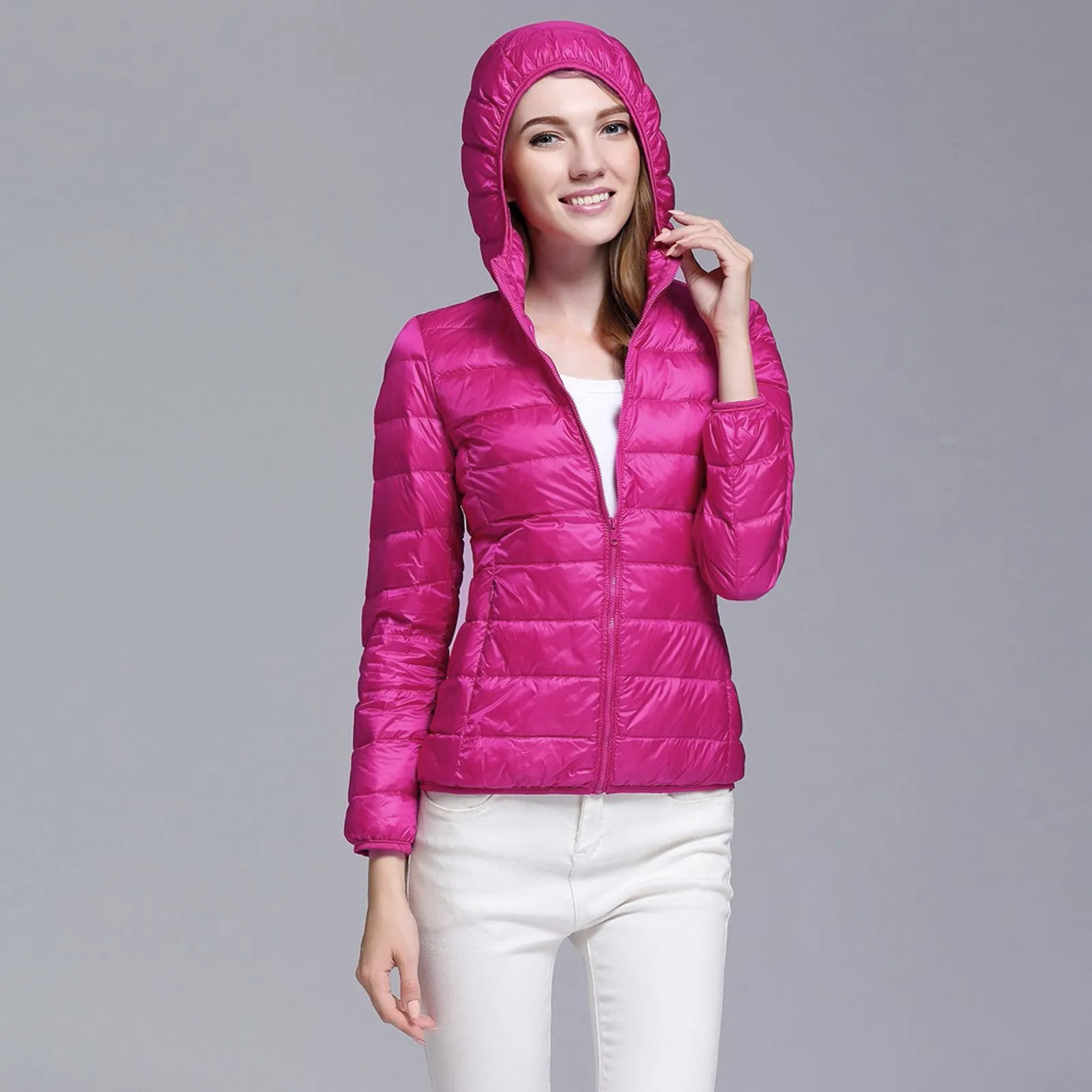 New Duck Down Hooded Jackets Women 2024 Autumn Winter Light Down Coats Short Solid Color Windbreak Slim Down Jackets For Women