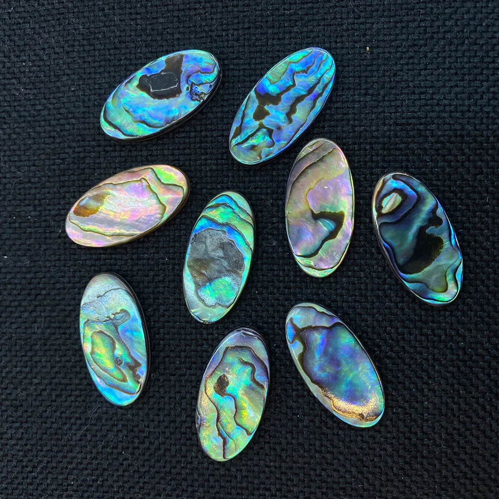 2Pcs/Pack Natural Abalone Shell Cabochons Round Shape  Beads Accessories for Making Rings Earrings Bracelets 15x30mm Size