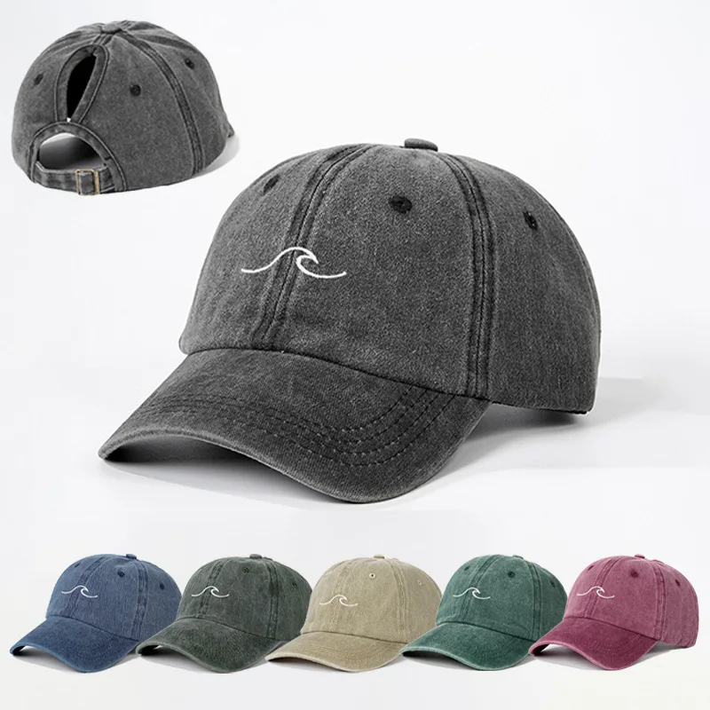 

Pony Tail Caps Washed-Cotton Baseball Cap Vintage Adjustable Dad Hats Gift High Messy Bun Ponycap for Outdoor Sports