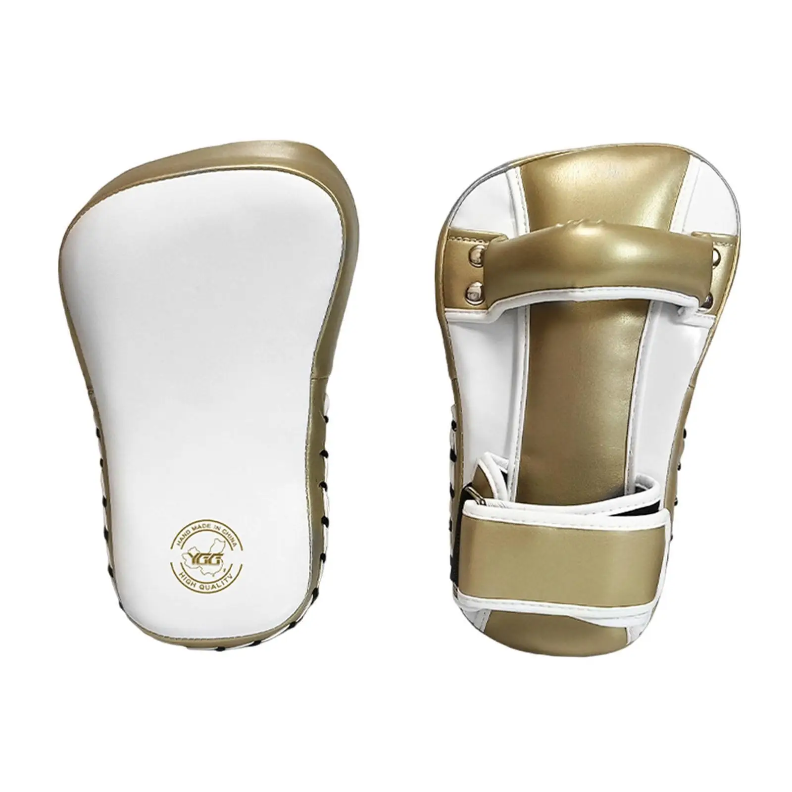 Taekwondo Kick Pad White Gold PU Sponge Boxing Punch Target Coaching Supplies for Kids Martial Arts