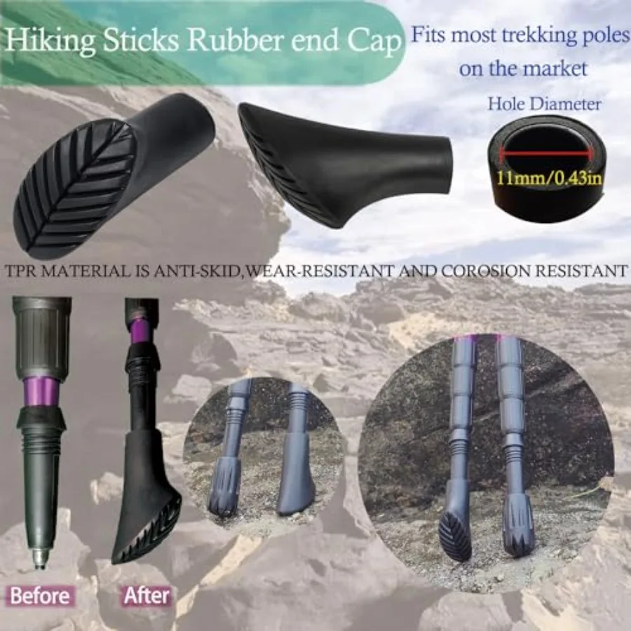 4 قطعة حقيبة الظهر عصا للمشي لمسافات طويلة حامل الأشرطة حبل مرن لأعمدة الرحلات مع 4 قطعة نصائح عمود الرحلات عصا التنزه و 2 #2