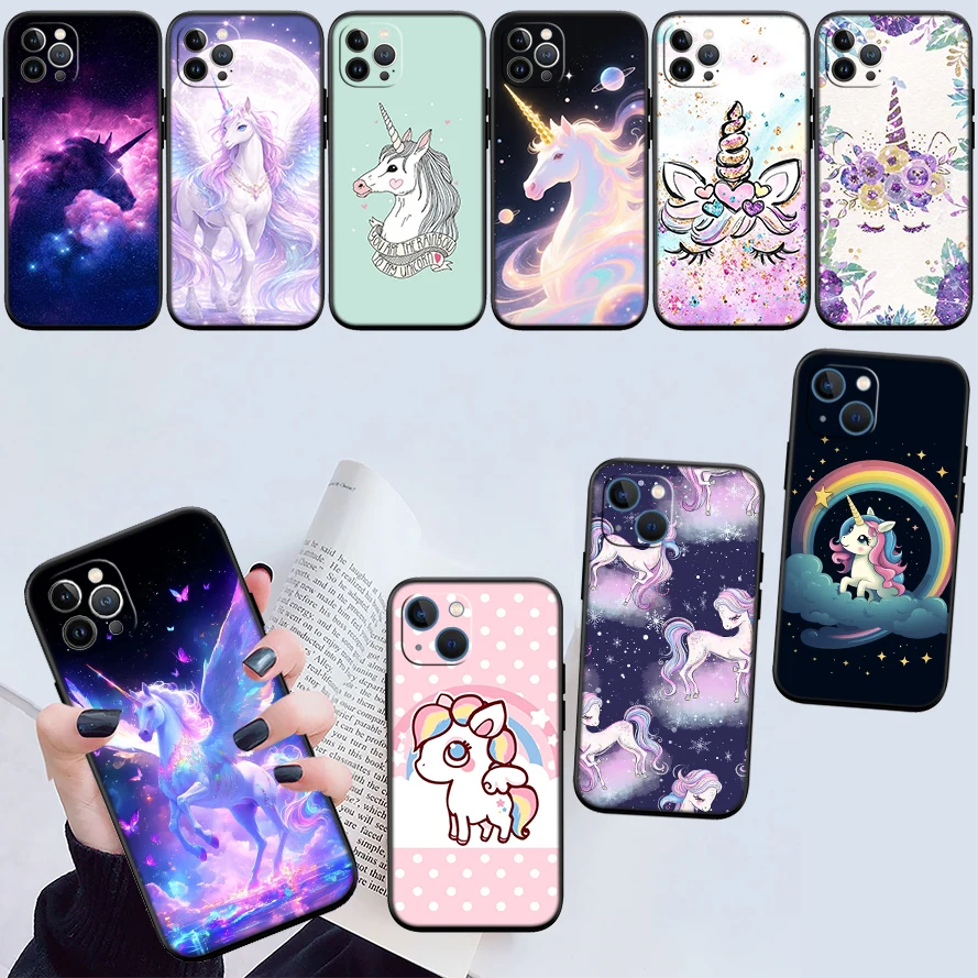 II16 Cartoon Unicorn Phone Case for Samsung Galaxy S20 S21 S22 Ultra FE Plus A21S A22 A24 A25 A26 A30 A30S A31