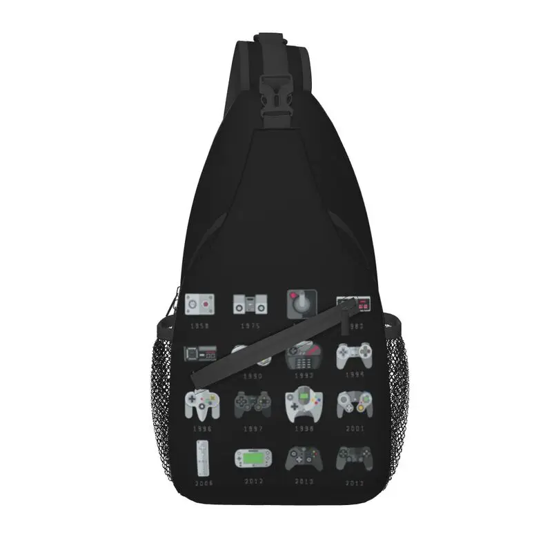 

Geek Gaming Controllers Evolution Sling Bags for Men Video Game Gamer Shoulder Crossbody Chest Backpack Travel Hiking Daypack