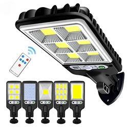 Outdoor Solar Light with Motion Sensor Remote Control Solar Powered Street Lamp COB LED Security Lights Waterproof for Garden