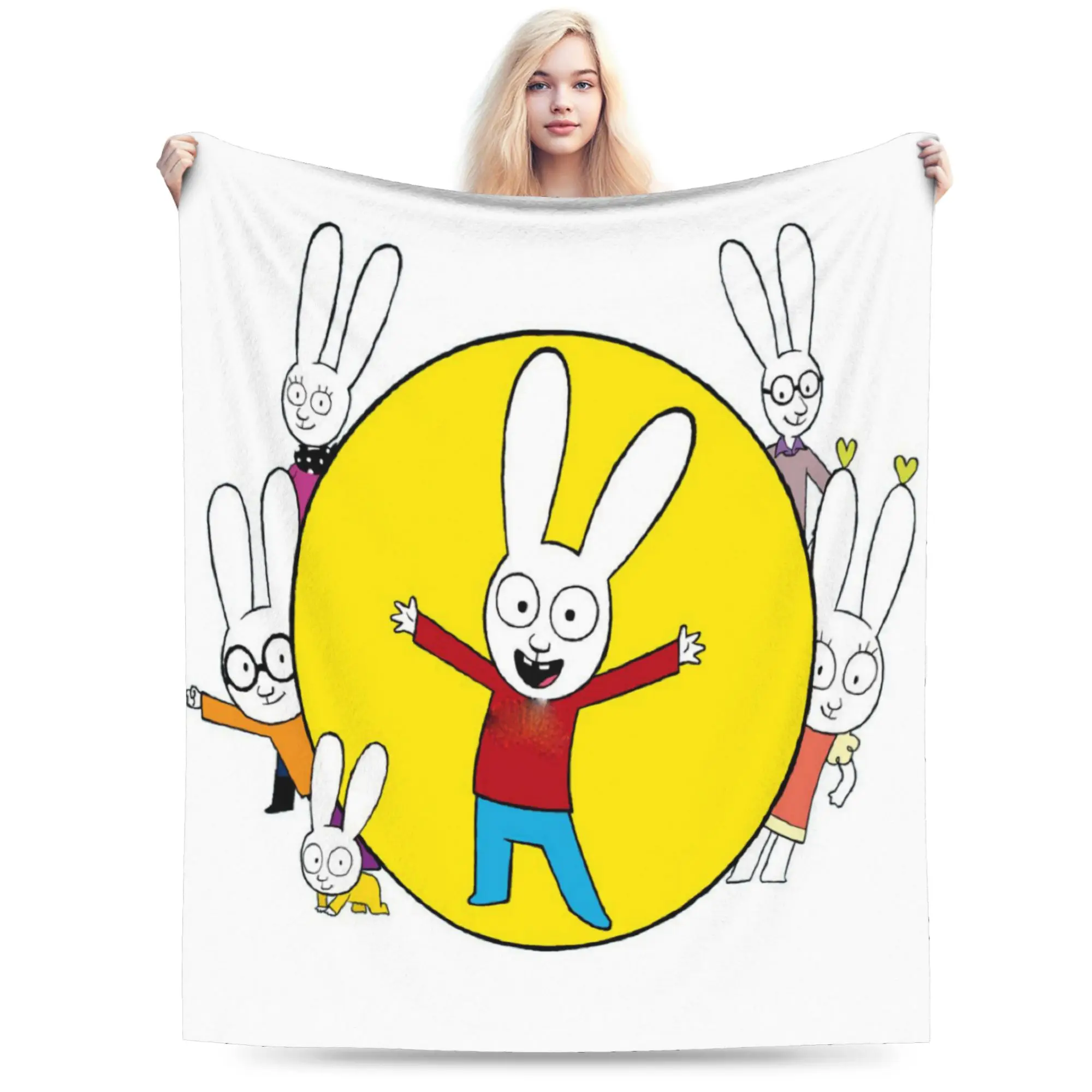 S-Simon Super Rabbit Blanket Quality Soft Comfy  Throw Blanket Winter Travel Sofa Home Aesthetic Bedspread