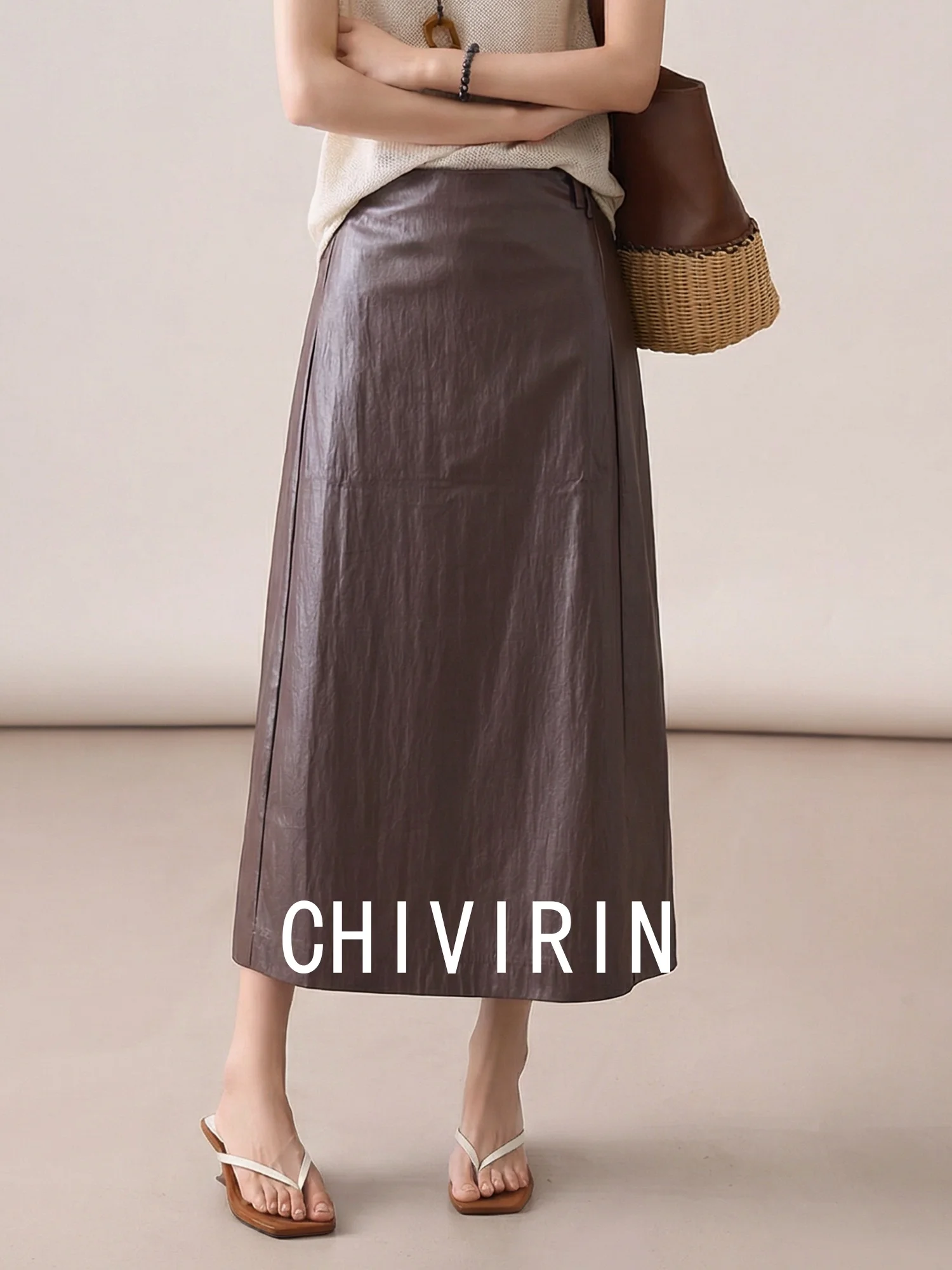 

Оригинальная женская юбка Chivirin средней длины А-силуэта с высокой талией из нейлоновой ткани, повседневная, свободного кроя, для работы и отдыха