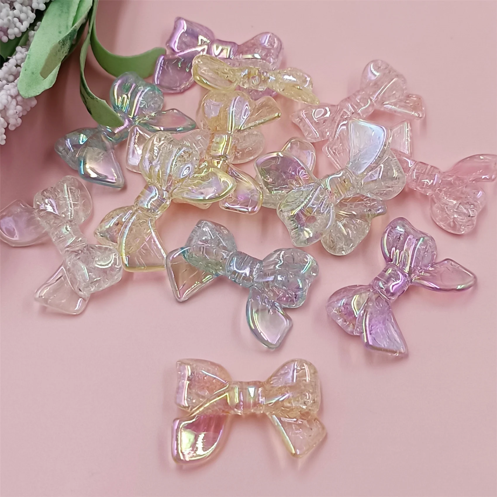 5Pcs 33*22mm Crack Bowknot Loose Beads Fashion DIY Jewelry Accessories Keychain Making
