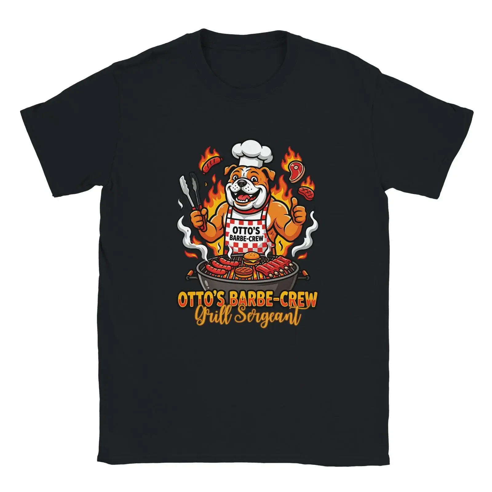 Funny BBQ Bulldog T Shirt Otto s Barbe Crew Grill Sergeant Master Humorous for Fans vintage Washed Soft Comfortable Casual