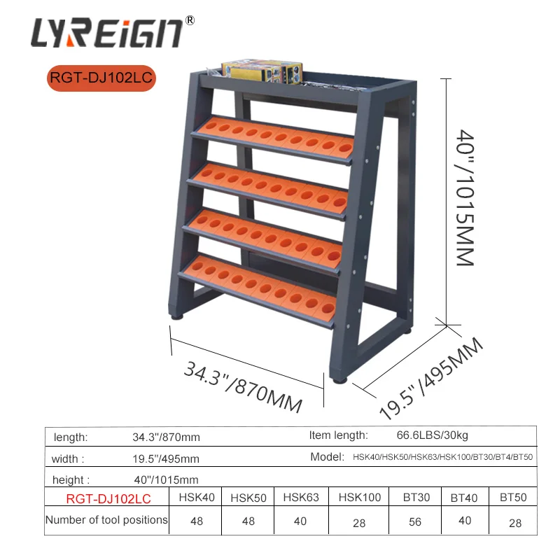 LYREIGN DJ102LC Supply Industry Cutting Tool Holder Storage Cart Tool Trolley BT30 BT40 BT50 HSK63 For