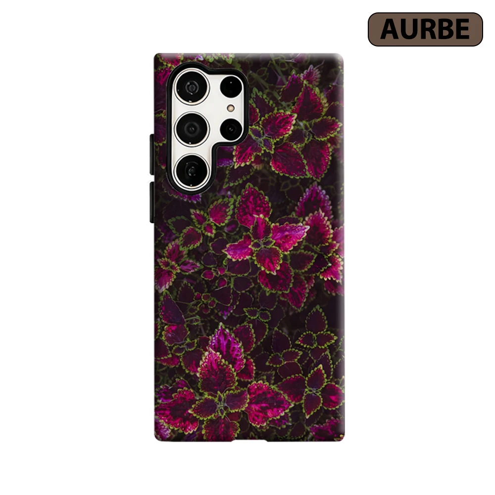 Crimson Coleus Foliage Phone Case for Samsung Galaxy S26 S25 Ultra S24 S23 Ultra Plus Shockproof Double Layer Tough Back Cover