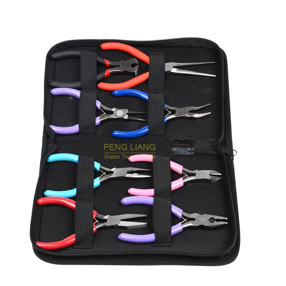 เครื่องมือนาฬิกาเครื่องมือเครื่องประดับช่างทองชุดคีม DIY * 8ชิ้นคีมปากคีมจมูกกลมเข็ม