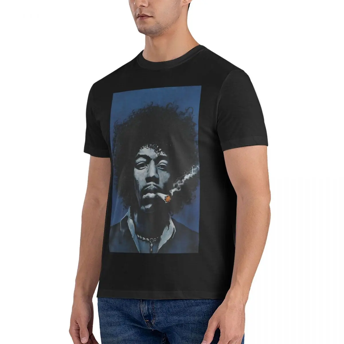 Men T-Shirts Soulful Serenade Vintage Cotton Tee Shirt Short Sleeve Jimi Rocker Hendrixs T Shirts O Neck Clothing Adult