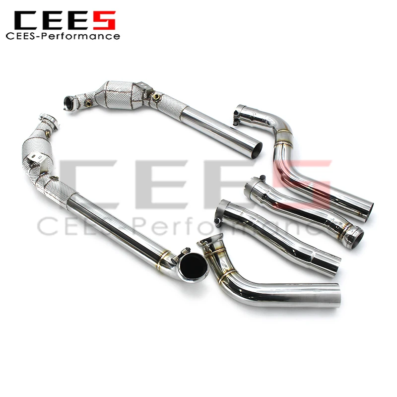 

cees Tuning Exhaust Downpipe with Heat Shield for Mercedes-Benz AMG C63 W204 stainless steel Exhaust Header Insulated Downpipe