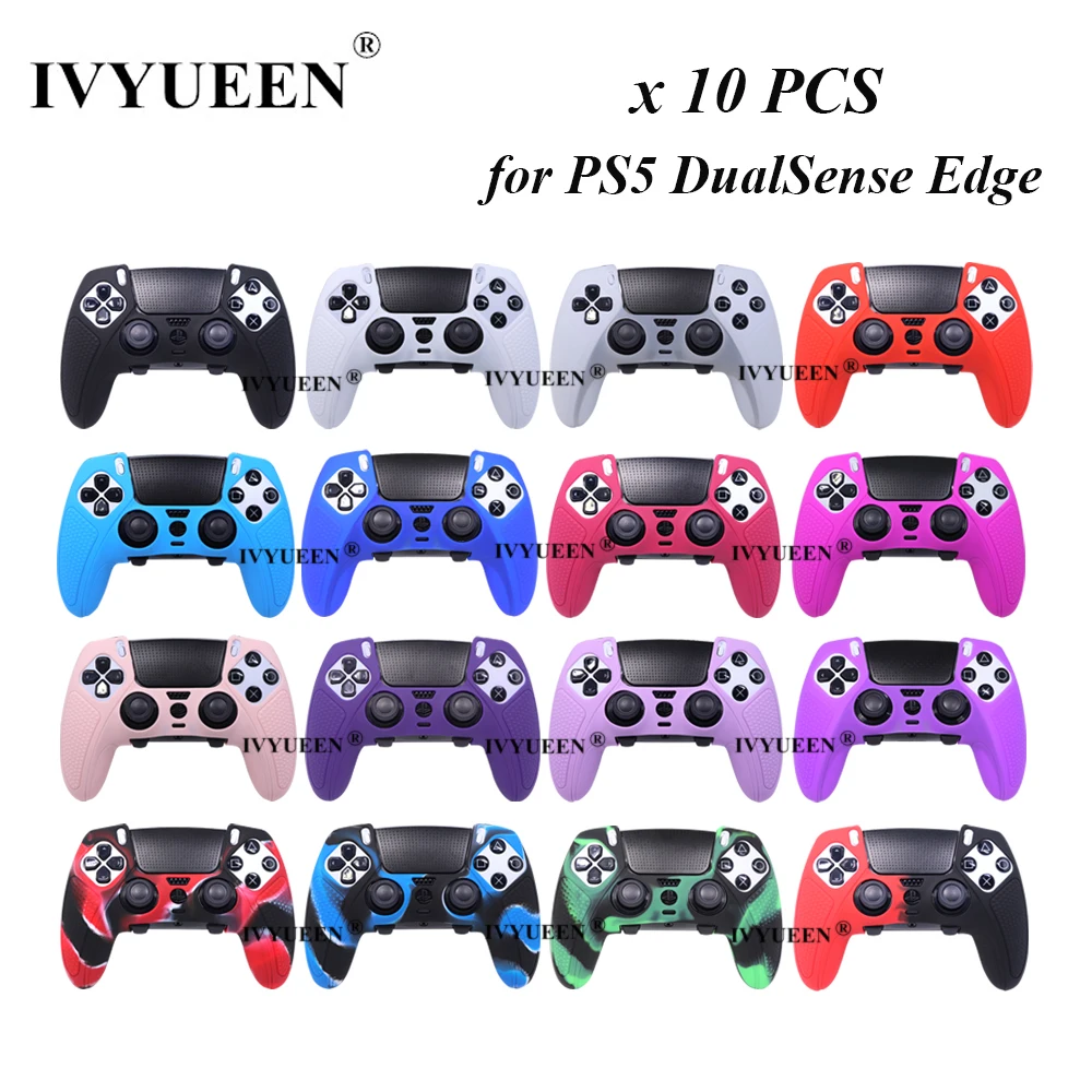 IVYUEEN 10 PCS for PlayStation 5 PS5 Edge Elite Wireless Controller Protective Skin Mix Color Rubber Silicone Case Gamepad Cover