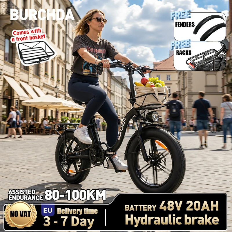 BURCHDA 2026 NIEUWE R8S(V) Opvouwbare Elektrische Stadsfiets 48V20AH Lithium Batterij E-bike 20 Inch 4.0 Vetband E-Bike Elektrische Fiets voor volwassenen