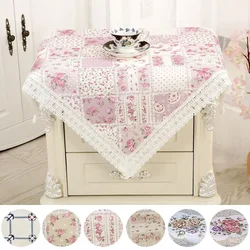 Korean Princess Pink Romantic Lace Tablecloth Wedding Decoration Bedside Table Cover Cabinet Table Cloth Dustproof Bedroom