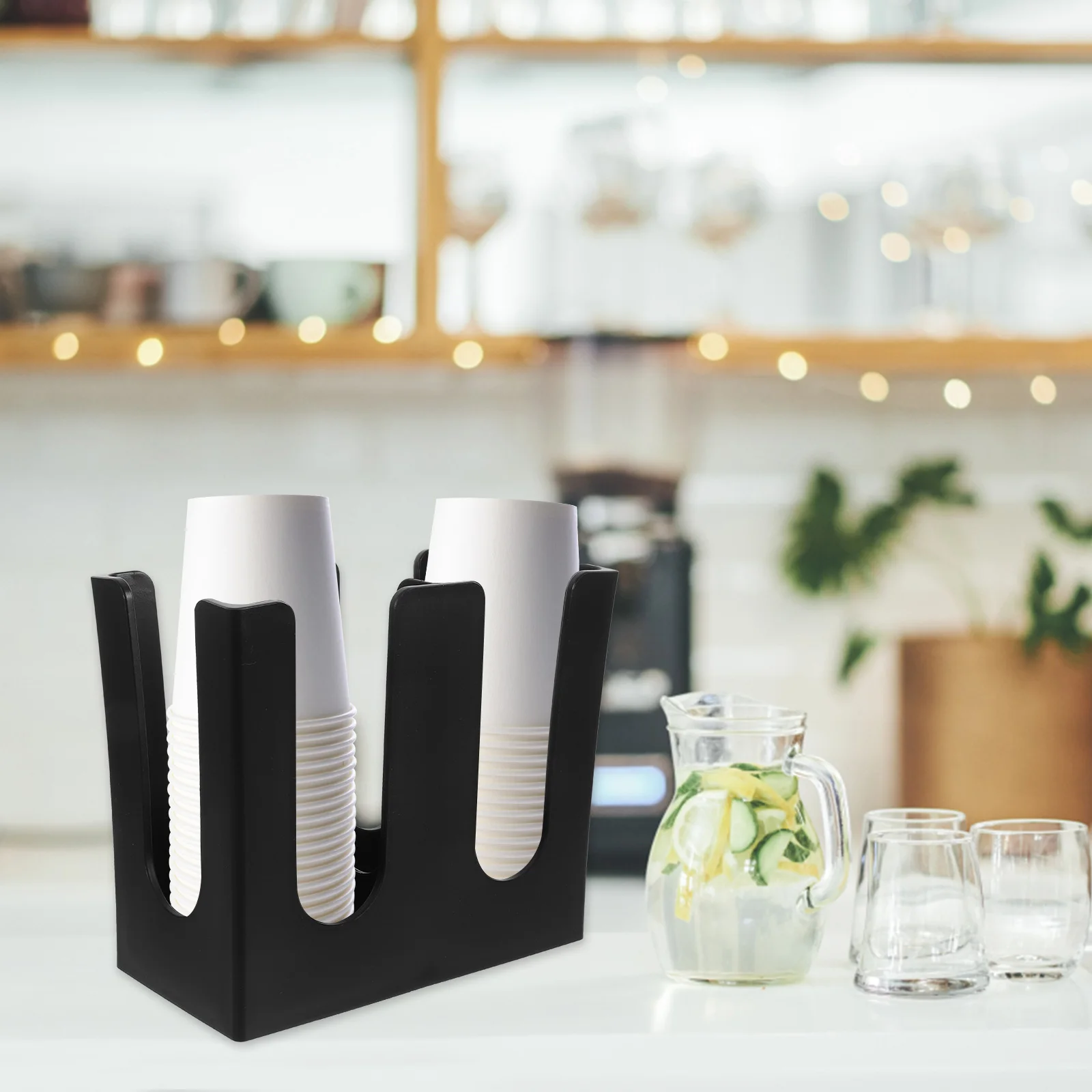 

Paper Cup Organizer Dispenser 2-Slots Large Capacity Paper Cup Holder for Coffee Milk Tea Station Countertop