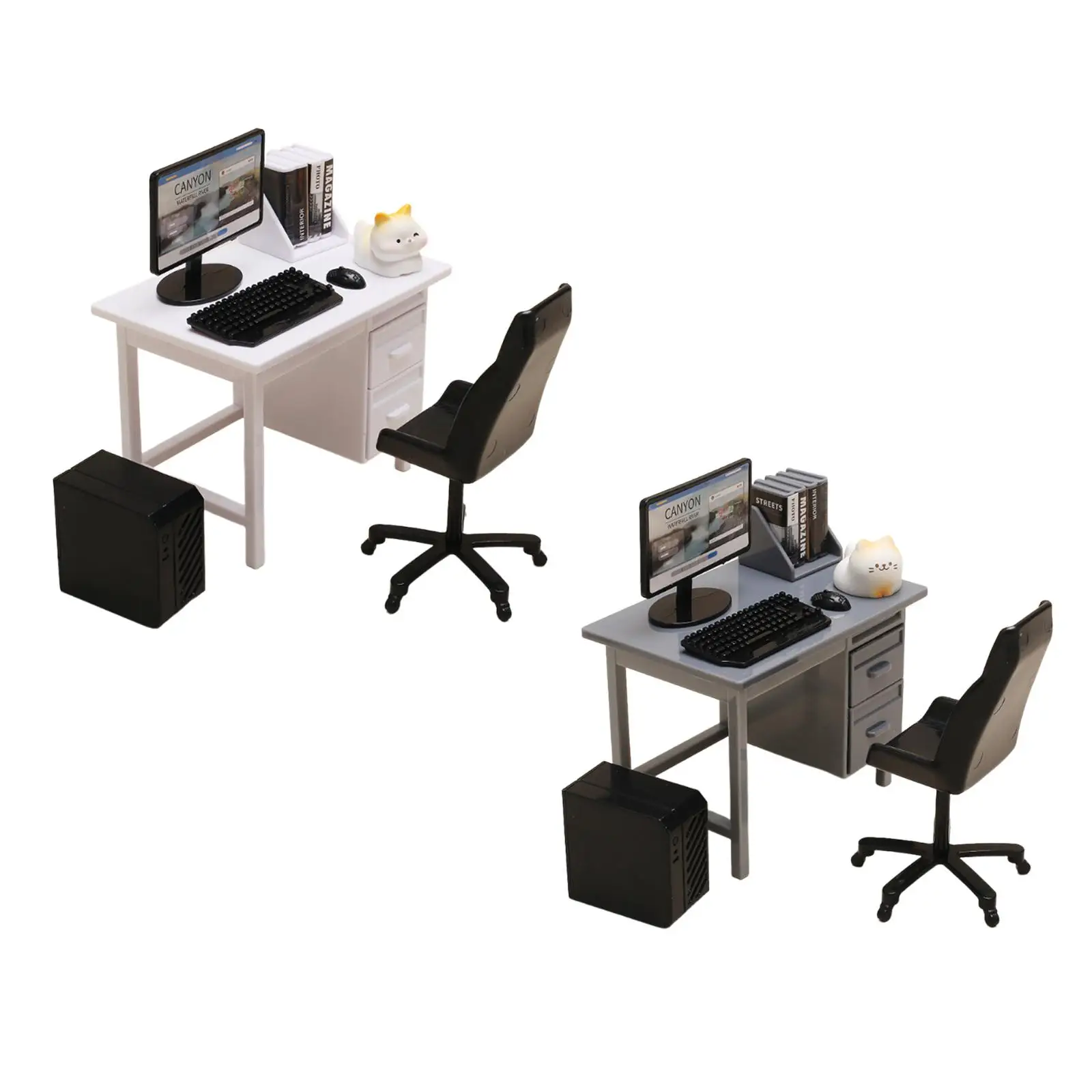 مجموعة كمبيوتر مصغرة مشهد الدعائم لوحة المفاتيح كمبيوتر مكتبي محاكاة الملحقات ديكور ديكورات منزل الدمية الحديثة