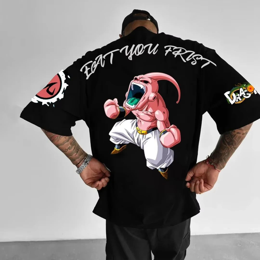 

Мужские футболки большого размера с принтом аниме Dragon Ball, летняя одежда Y2k, повседневная хлопковая женская футболка с короткими рукавами, уличная одежда, топ унисекс