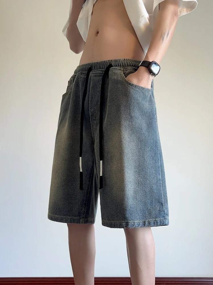 

Summer Thin Straight Loose Men's Denim orts Casual Starry Pattern American High Street Vibe Wear Resistant Teenagers Fa...