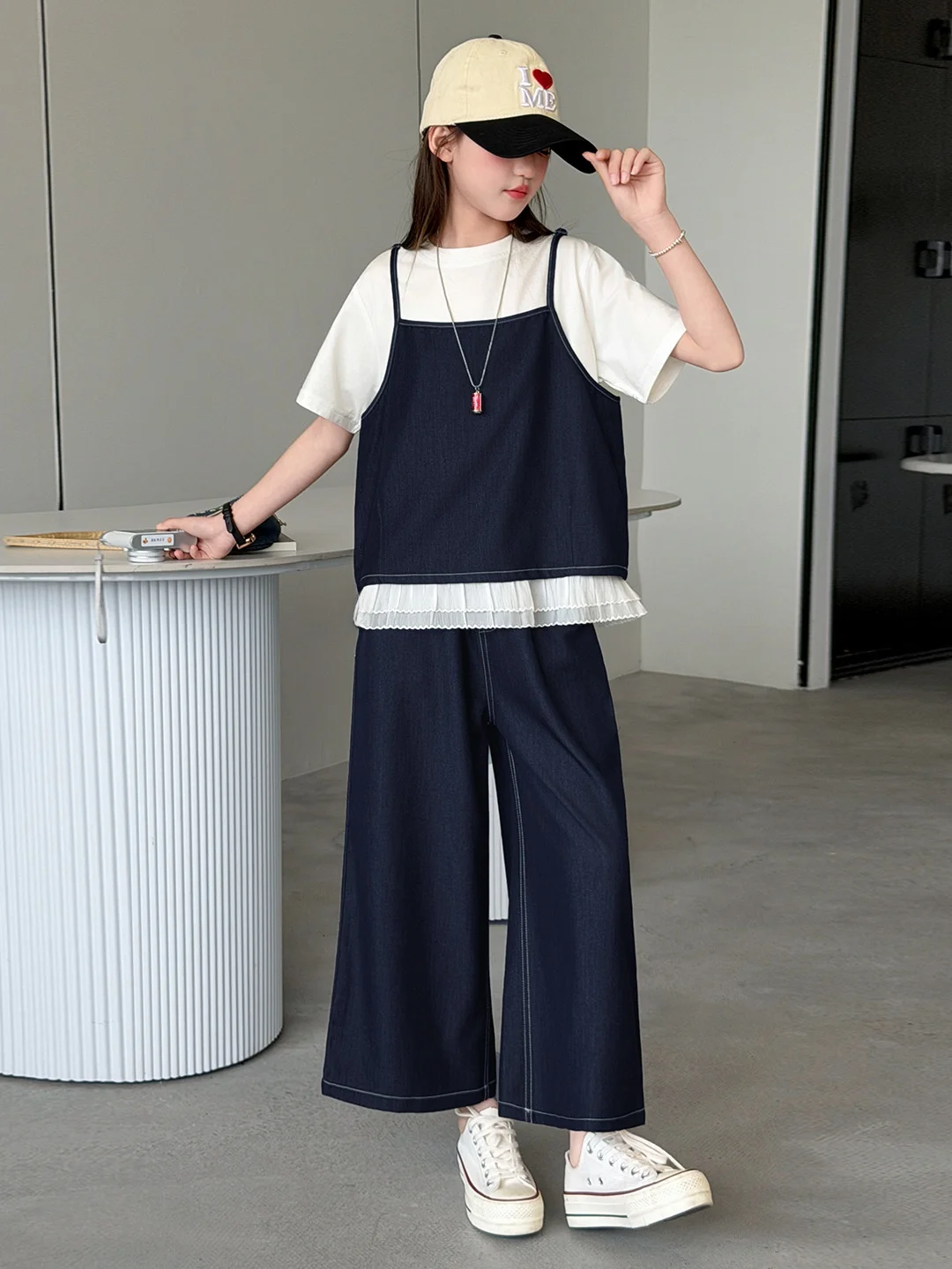 conjunto-de-verano-para-ninas-y-mezclilla-manga-corta-pantalones-anchos-traje-de-tres-piezas-estilo-casual-moda