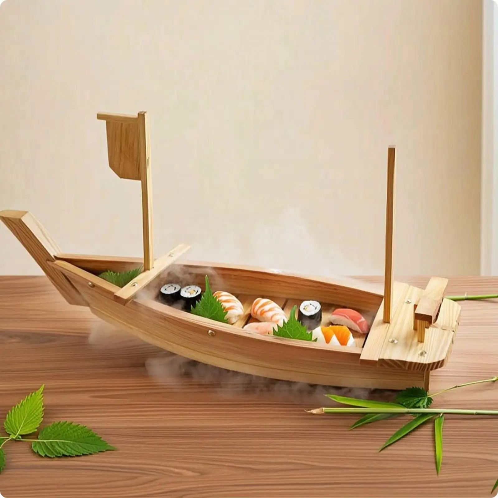 Sushi Boat Wooden Sashimi Serving Boat Handcrafted Sushi Serving Tray for Restaurants, Themed Parties, Buffets, Home Dining