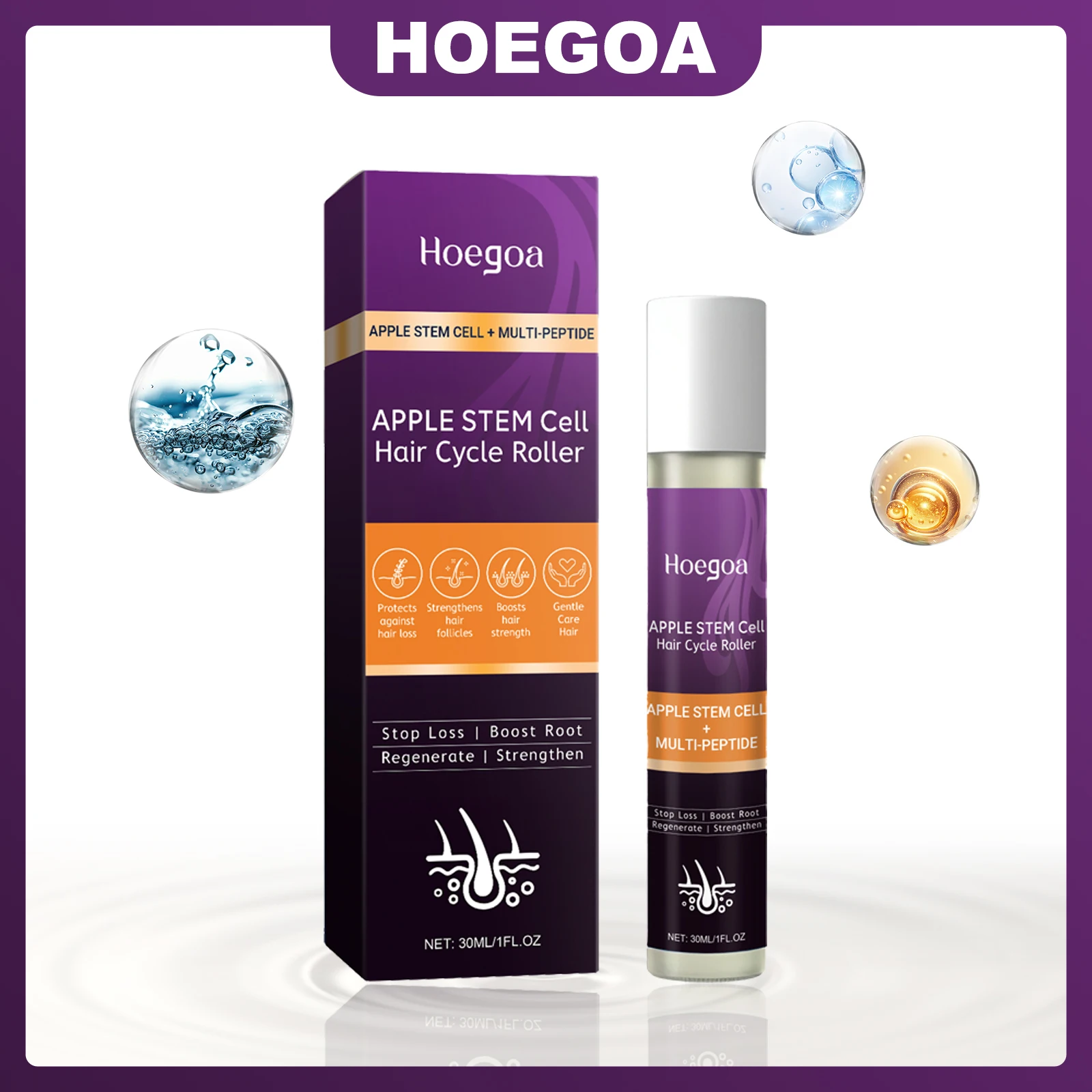 

HOEGOA Hair Growth Liquid Roll Ball Nourishes Follicles Promote Growth Strengthen Hair Roots Stimulate Scalp Blood Circulation
