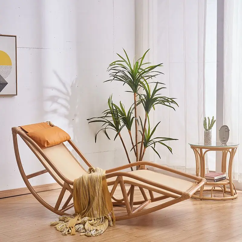 

Recumbable leisure chair single rattan rocking chair living room home balcony adult lazy free chair