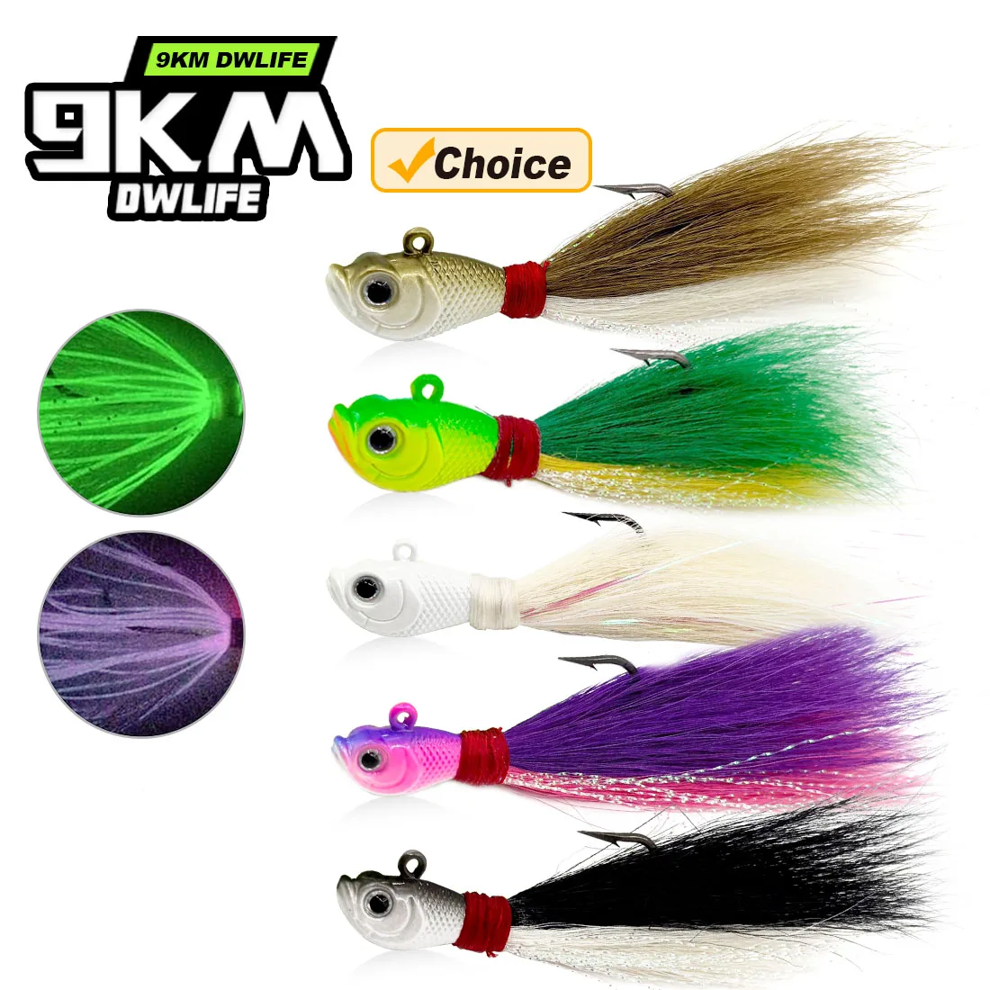 

9 км Bucktail Jigs Крючок для головы 5 шт. Рыбьи волосы Джиг для плавания Крючки для волос оленя Серфинг Рыбалка для судака Striper Морская пресноводная вода